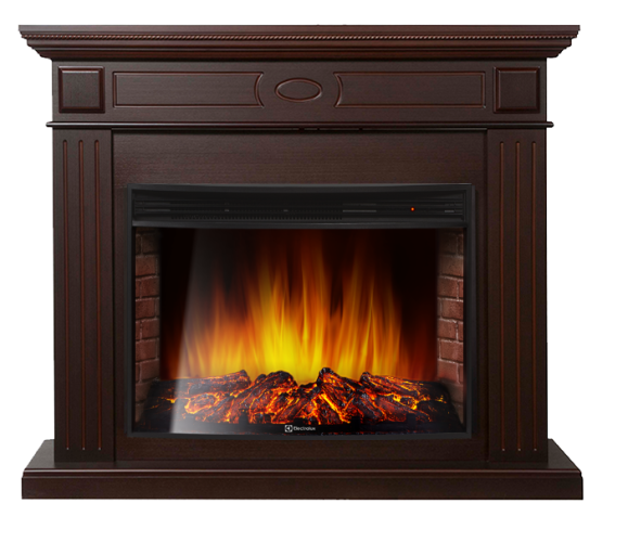 Электрокамин с широким очагом 2D Electrolux EFP/P-3320RLS с порталом Firelight Bianco 30 темный дуб
